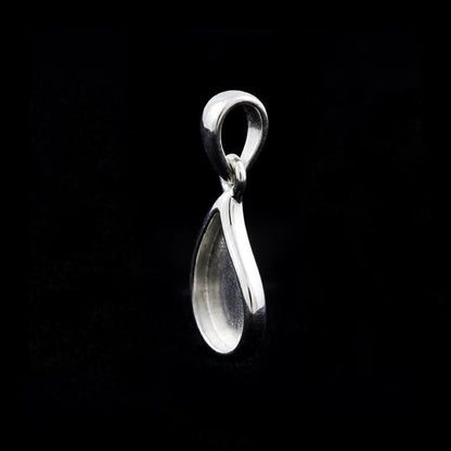 925 Sterling Silver Milk Drop Blank Bezel Breastmilk/Keepsake Pendant Setting, Good for Resin & Ashes Work, Memorial Locket DIY Charms