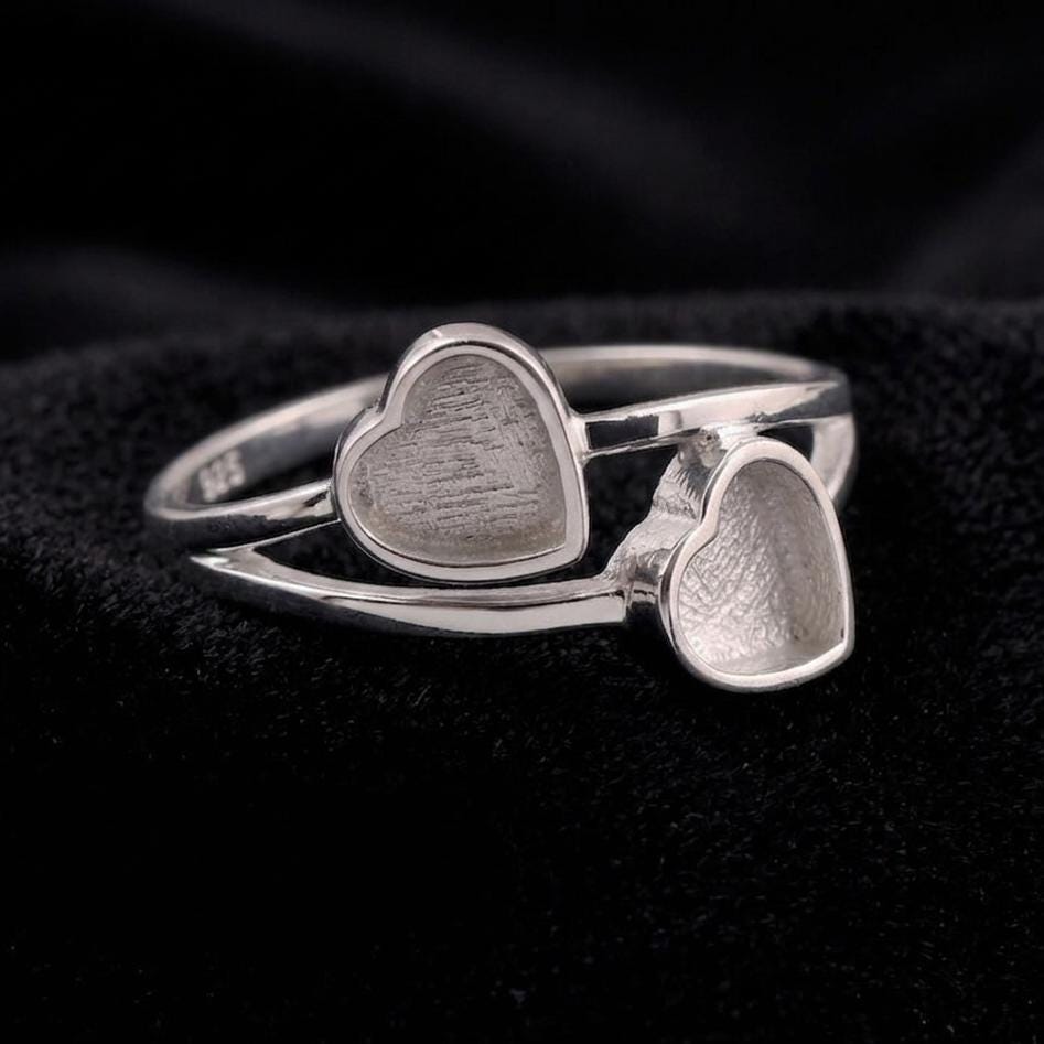 925 Sterling Solid Silver Heart Shape 2mm Deep Blank Bezel Ring Setting, Good for Gemstone, Resin & Ashes Breastmilk DIY Work, Keepsake Ring