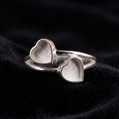 925 Sterling Solid Silver Heart Shape 2mm Deep Blank Bezel Ring Setting, Good for Gemstone, Resin & Ashes Breastmilk DIY Work, Keepsake Ring