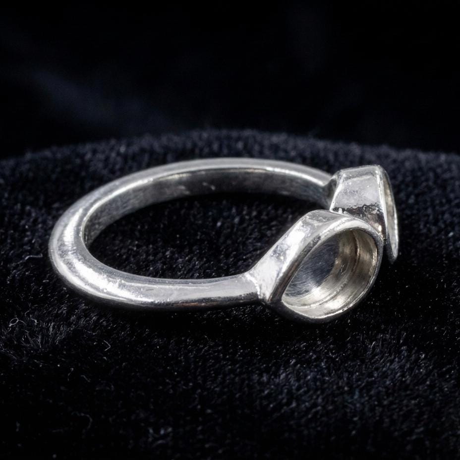 925 Sterling Solid Silver Teardrop Shape 8x6mm Blank Bezel Ring, Good for Stone, Resin & Ashes Work, Memorial Keepsake Breastmilk DIY Crafts