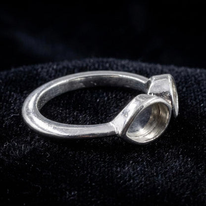 925 Sterling Solid Silver Teardrop Shape 8x6mm Blank Bezel Ring, Good for Stone, Resin & Ashes Work, Memorial Keepsake Breastmilk DIY Crafts