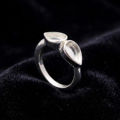 925 Sterling Solid Silver Teardrop Shape 8x6mm Blank Bezel Ring, Good for Stone, Resin & Ashes Work, Memorial Keepsake Breastmilk DIY Crafts