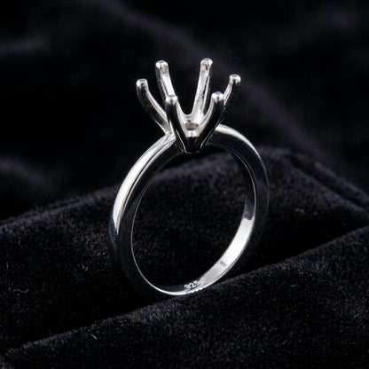 925 Sterling Solid Silver Round 5-10mm Pre Notched Blank V Prong Ring, Good for Zircon & Stone Setting Work, Engagement Ring, Gifts For Her