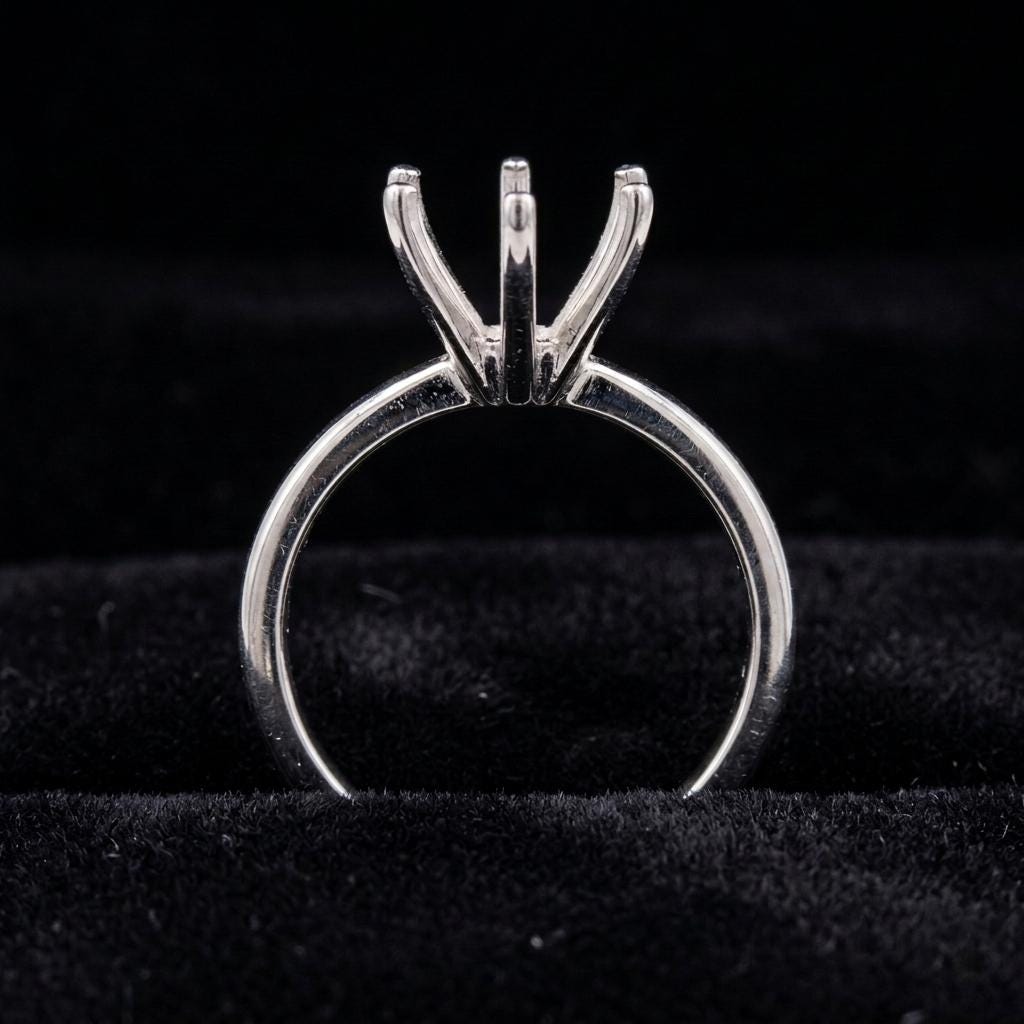 925 Sterling Solid Silver Round 5-10mm Pre Notched Blank V Prong Ring, Good for Zircon & Stone Setting Work, Engagement Ring, Gifts For Her