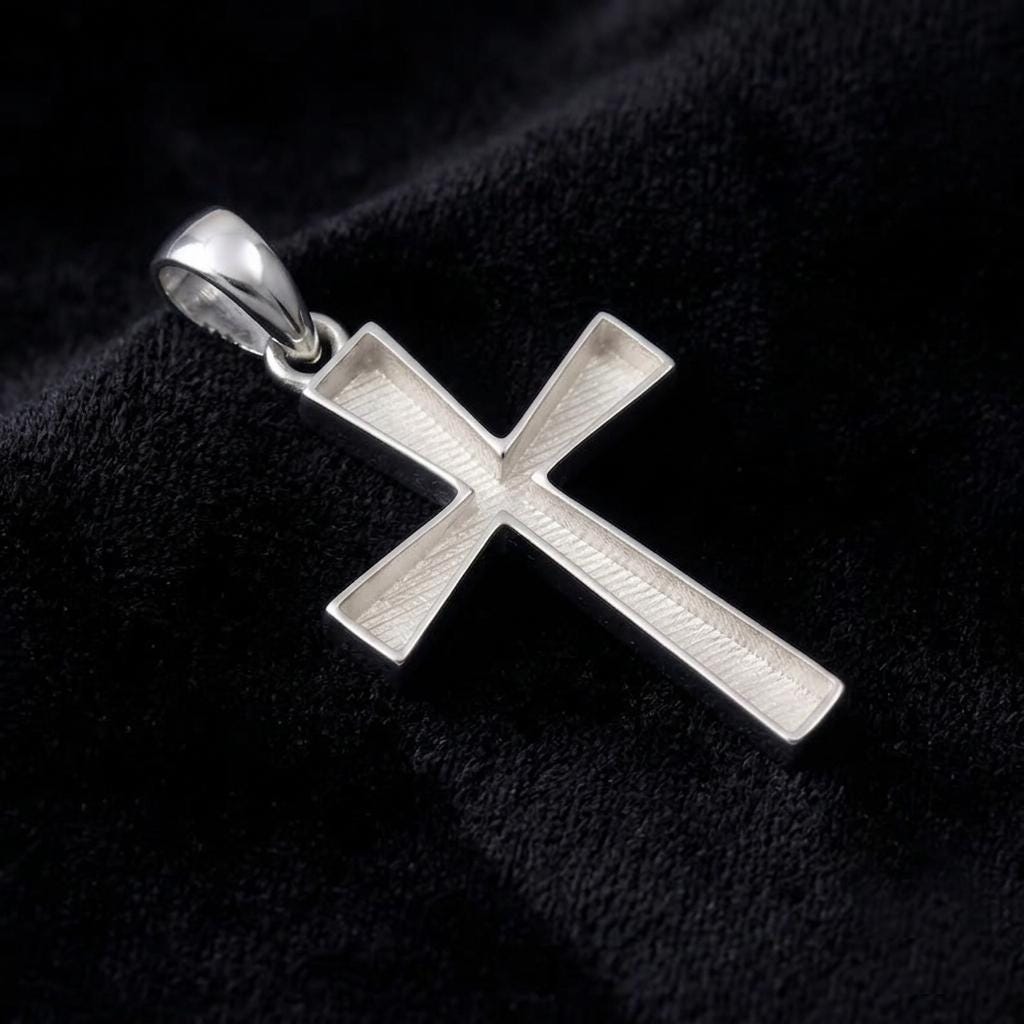 925 Sterling Solid Silver Cross Shape Blank Bezel Pendant, Good for Crushed Opal, Resin & Ashes, Croix, Bijoux Grec, Gioielli Greco, Kreuz