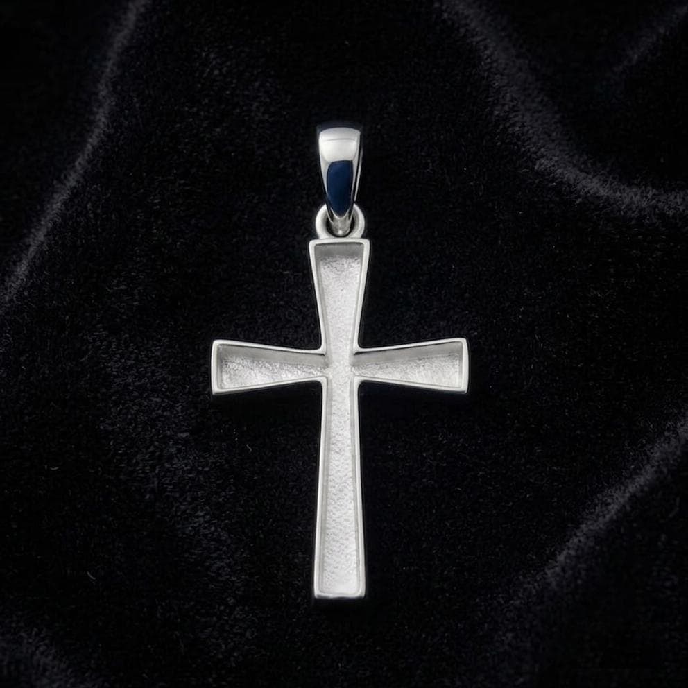 925 Sterling Solid Silver Cross Shape Blank Bezel Pendant, Good for Crushed Opal, Resin & Ashes, Croix, Bijoux Grec, Gioielli Greco, Kreuz