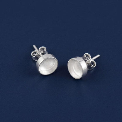 925 sterling silver round blank bezel cup Stud earring collet 5mm to 15mm round gemstone bezel cup earring metal casting, stud earring DIY