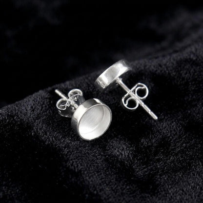 925 sterling silver round blank bezel cup Stud earring collet 5mm to 15mm round gemstone bezel cup earring metal casting, stud earring DIY