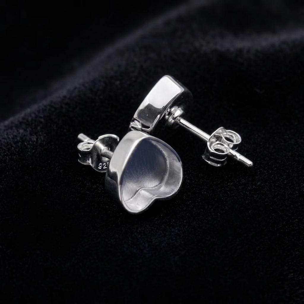 925 sterling silver Heart blank bezel cup Stud earring collet 5mm to 15mm round gemstone bezel cup earring metal casting, stud earring DIY