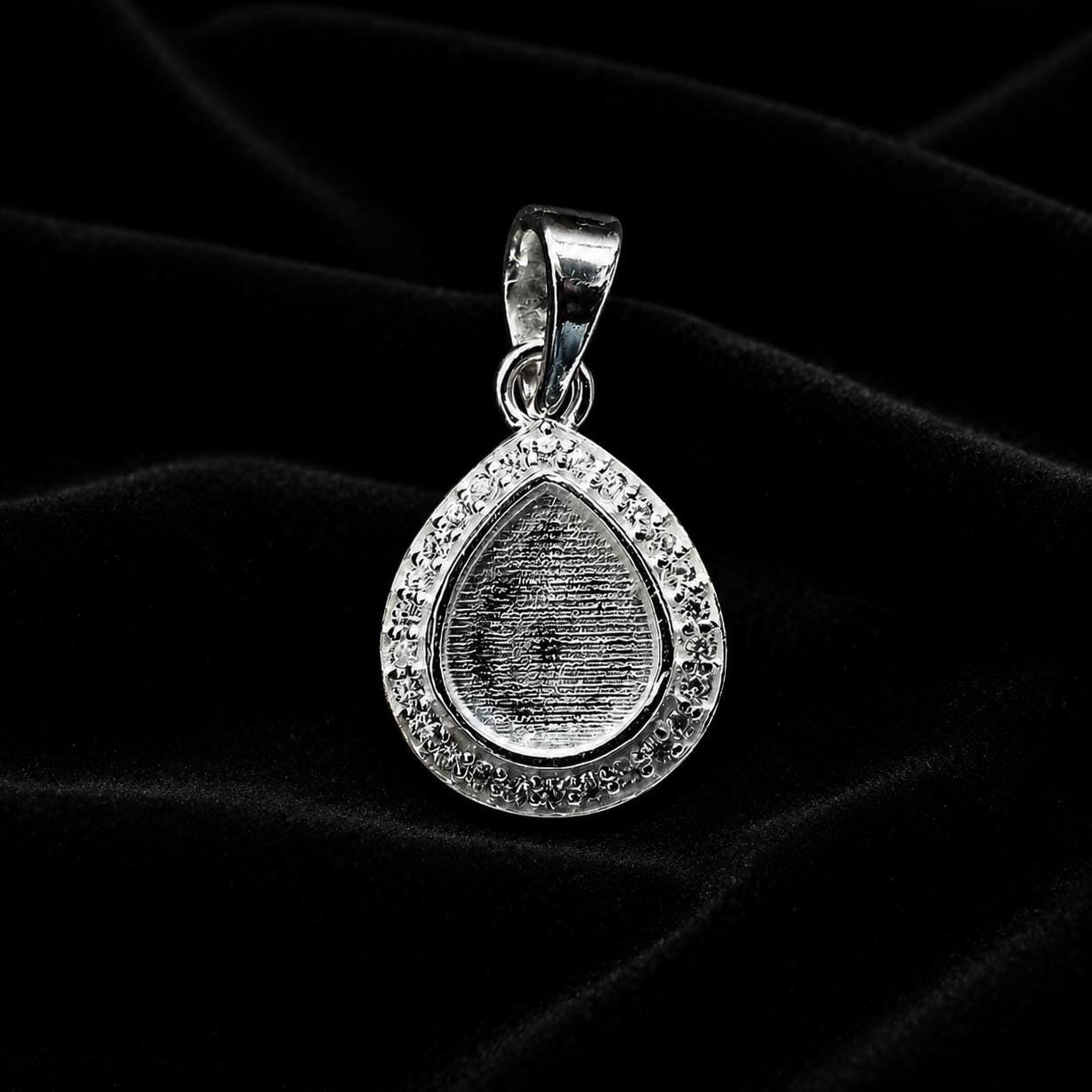 Pear Shape 8x10mm Blank Bezel Pendant Surrounded with CZ, 925 Sterling Silver Pendant, Good for Resin & Ashes Work, Keepsake Jewelry Crafts