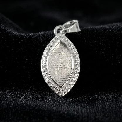 Marquise Shape 6x12mm Blank Bezel Pendant with CZ Setted, 925 Sterling Silver Pendant, Good for Resin & Ashes Work, Keepsake Jewelry Crafts