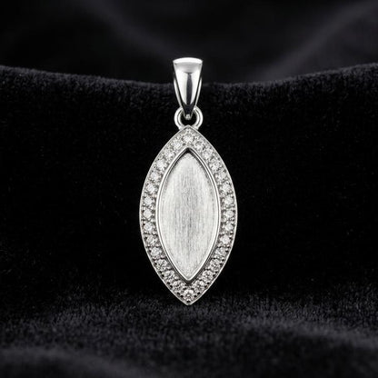 Marquise Shape 6x12mm Blank Bezel Pendant with CZ Setted, 925 Sterling Silver Pendant, Good for Resin & Ashes Work, Keepsake Jewelry Crafts