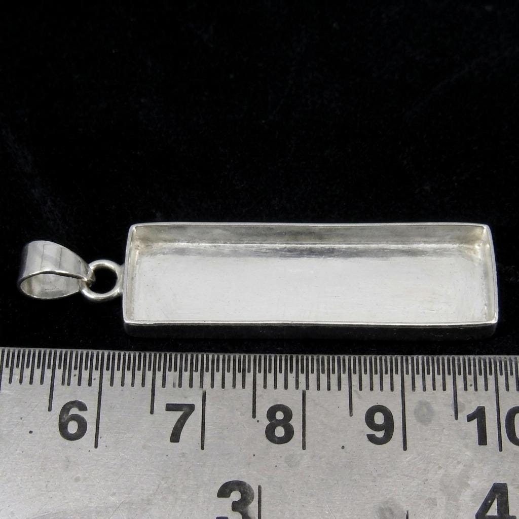925 Sterling Silver Rectangle Bezel Blank Cup Pendant, Good for Pour Crushed Opal Resin & Ashes Work Keepsake/Breastmilk Crafts Good For DIY