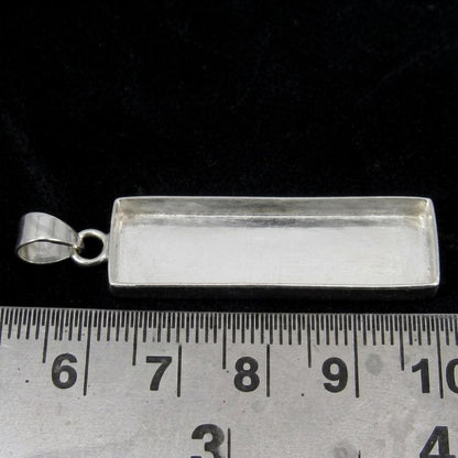 925 Sterling Silver Rectangle Bezel Blank Cup Pendant, Good for Pour Crushed Opal Resin & Ashes Work Keepsake/Breastmilk Crafts Good For DIY