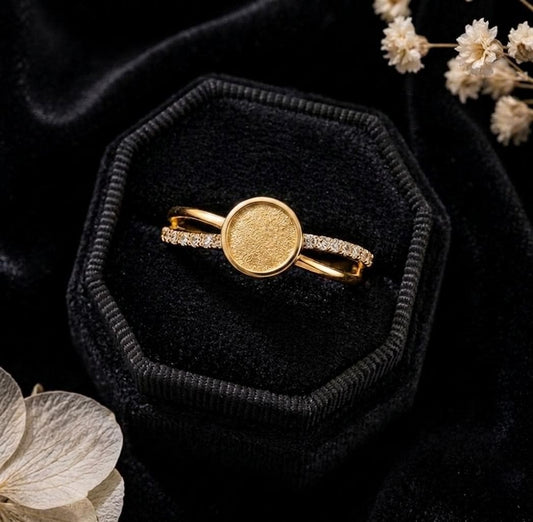 Round Rose Gold Ring, 6mm Blank and Zircon Setted Ring, 925 Sterling Silver Designer Ring, Resin & Ashes Work, Breastmilk/Keepsake DIY Craft