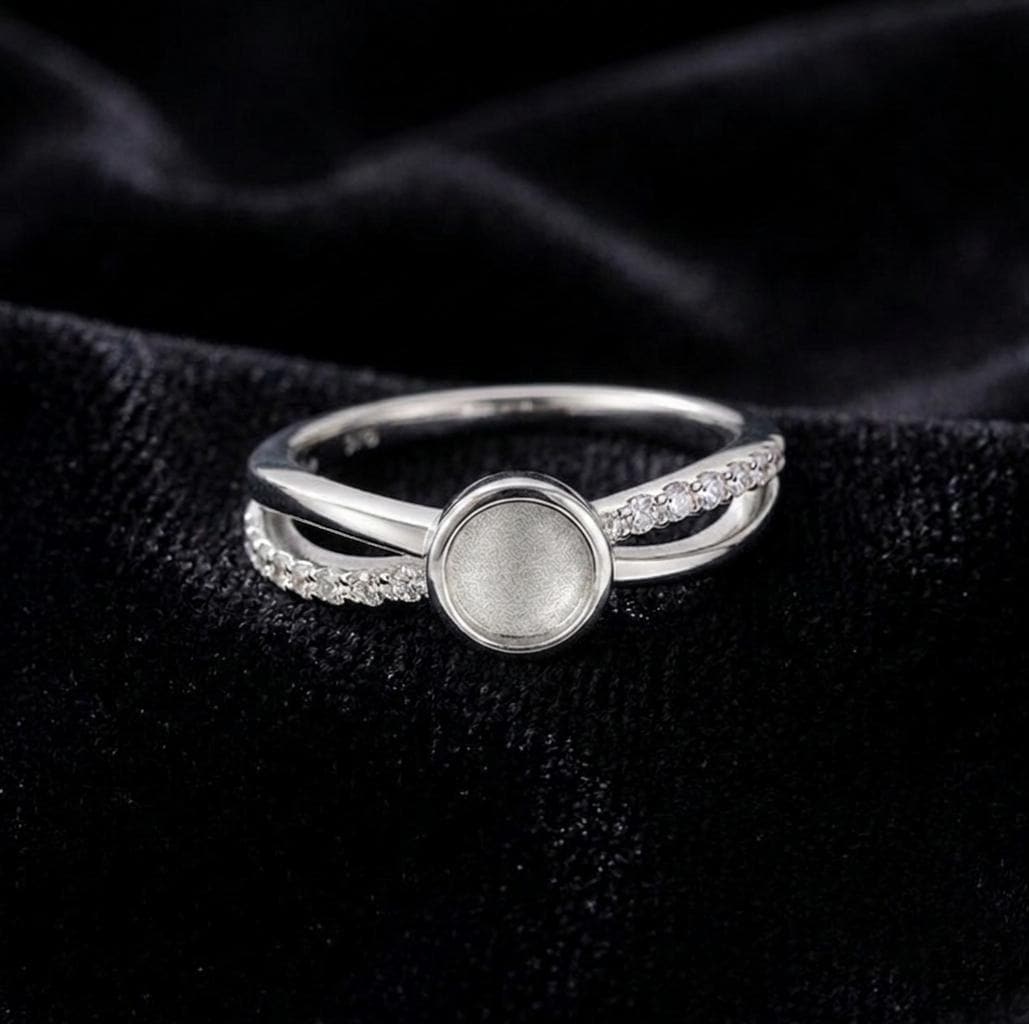 Round Rose Gold Ring, 6mm Blank and Zircon Setted Ring, 925 Sterling Silver Designer Ring, Resin & Ashes Work, Breastmilk/Keepsake DIY Craft