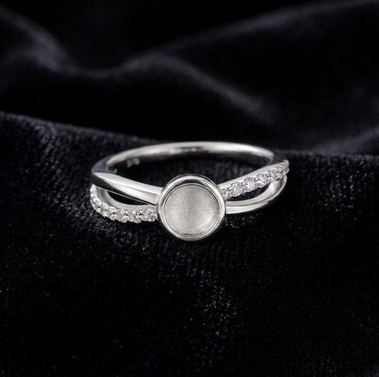 Round Rose Gold Ring, 6mm Blank and Zircon Setted Ring, 925 Sterling Silver Designer Ring, Resin & Ashes Work, Breastmilk/Keepsake DIY Craft