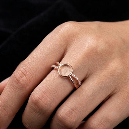 Round Rose Gold Ring, 6mm Blank and Zircon Setted Ring, 925 Sterling Silver Designer Ring, Resin & Ashes Work, Breastmilk/Keepsake DIY Craft