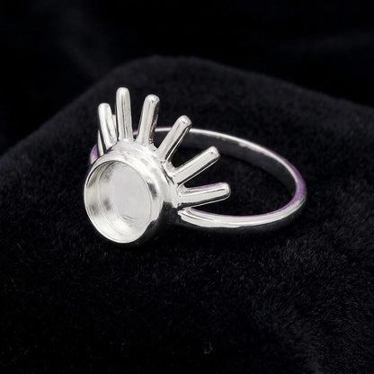 925 Sterling Silver, Round Blank Bezel, Rising Sun Design Celestial Ring, Good for Resin & Ashes Work, Breastmilk/Keepsake DIY, Gift for her