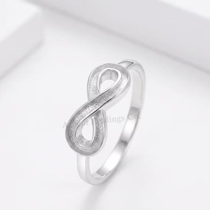 925 Sterling Solid Silver, Infinity Blank Channel Ring Setting, Good for Inlay Resin & Ashes Work, Keepsake Breastmilk DIY, Memorial Crafts