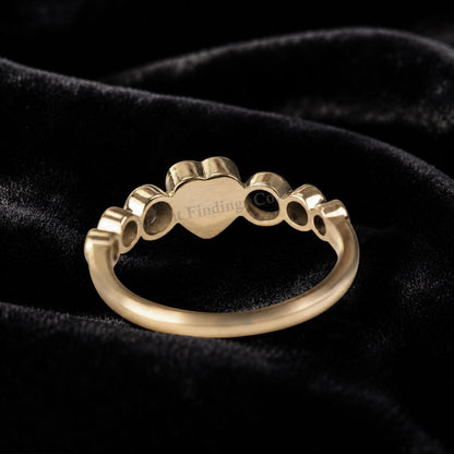Heart 18k Gold Ring, 5mm Blank Bezel 4,3,2mm CZ Setted Ring, 925 Sterling Silver Designer Ring, Resin & Ashes Work, Breastmilk/Keepsake DIY