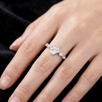 925 Sterling Solid Silver 8mm Dog Paw & Marquise Blank Bezel with CZ Setted Ring, Good for Resin Ashes Work, Keepsake/Breastmilk, DIY Crafts