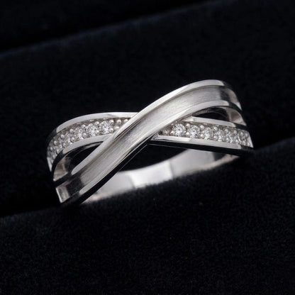 925 Sterling Solid Silver Infinity Ring with Blank Bezel and Zircon Setted, Good for Inlay Resin & Ashes Work, Keepsake Breastmilk DIY Craft