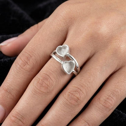 925 Sterling Solid Silver Heart Shape 2mm Deep Blank Bezel Ring Setting, Good for Gemstone, Resin & Ashes Breastmilk DIY Work, Keepsake Ring