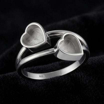 925 Sterling Solid Silver Heart Shape 2mm Deep Blank Bezel Ring Setting, Good for Gemstone, Resin & Ashes Breastmilk DIY Work, Keepsake Ring