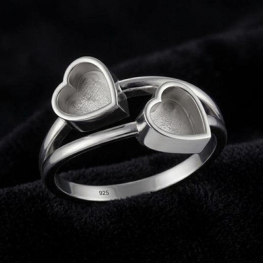 925 Sterling Solid Silver Heart Shape 2mm Deep Blank Bezel Ring Setting, Good for Gemstone, Resin & Ashes Breastmilk DIY Work, Keepsake Ring