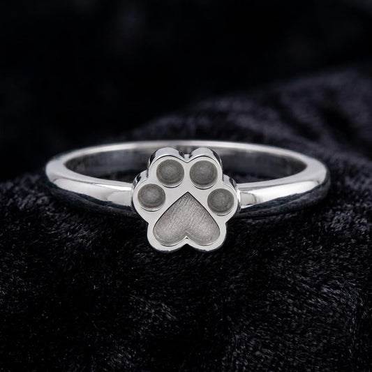 925 Sterling Solid Silver 8mm Dog Paw Shape Blank Bezel Ring Setting, Good for Resin & Ashes Work, Keepsake/Breastmilk DIY, Memorial Jewelry