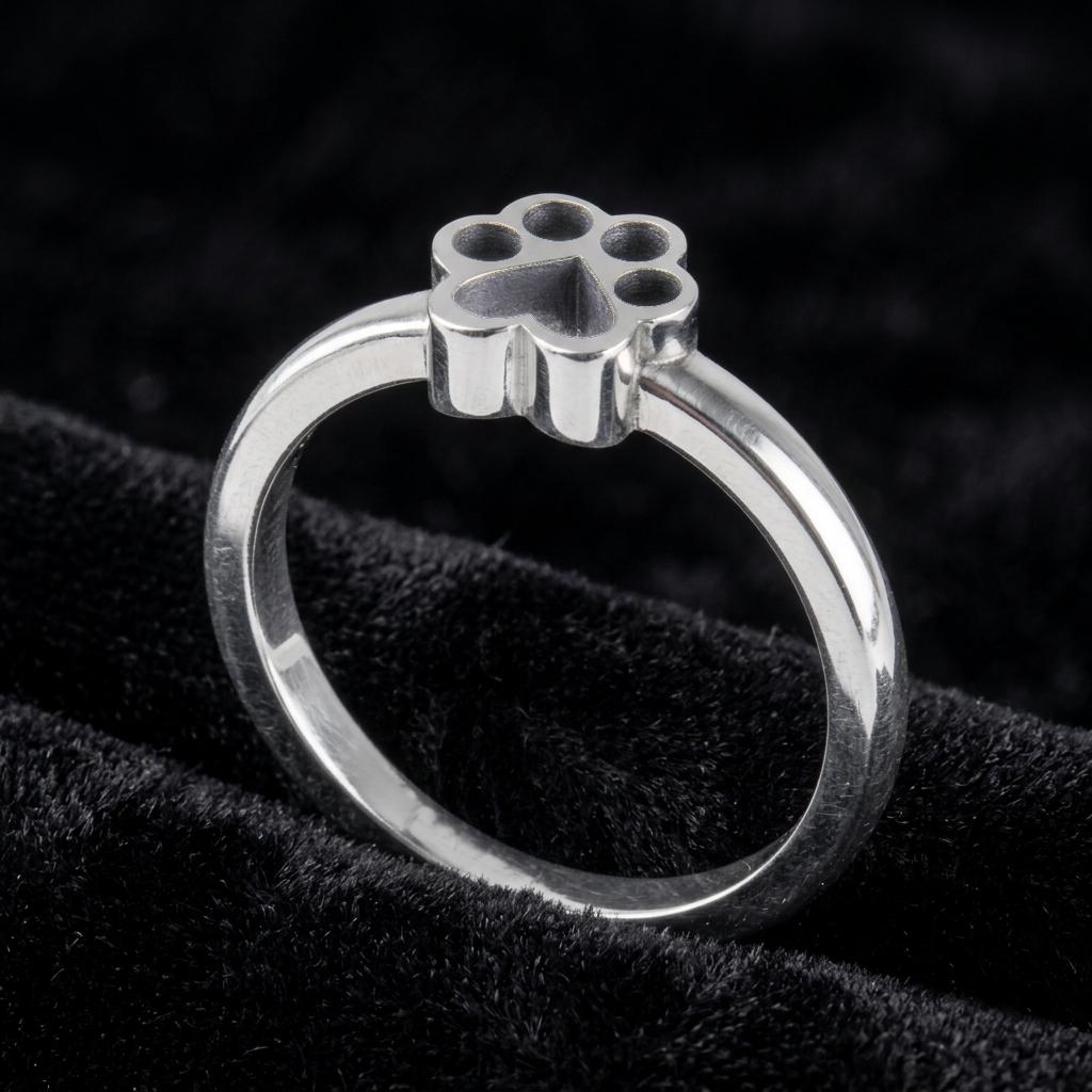 925 Sterling Solid Silver 8mm Dog Paw Shape Blank Bezel Ring Setting, Good for Resin & Ashes Work, Keepsake/Breastmilk DIY, Memorial Jewelry