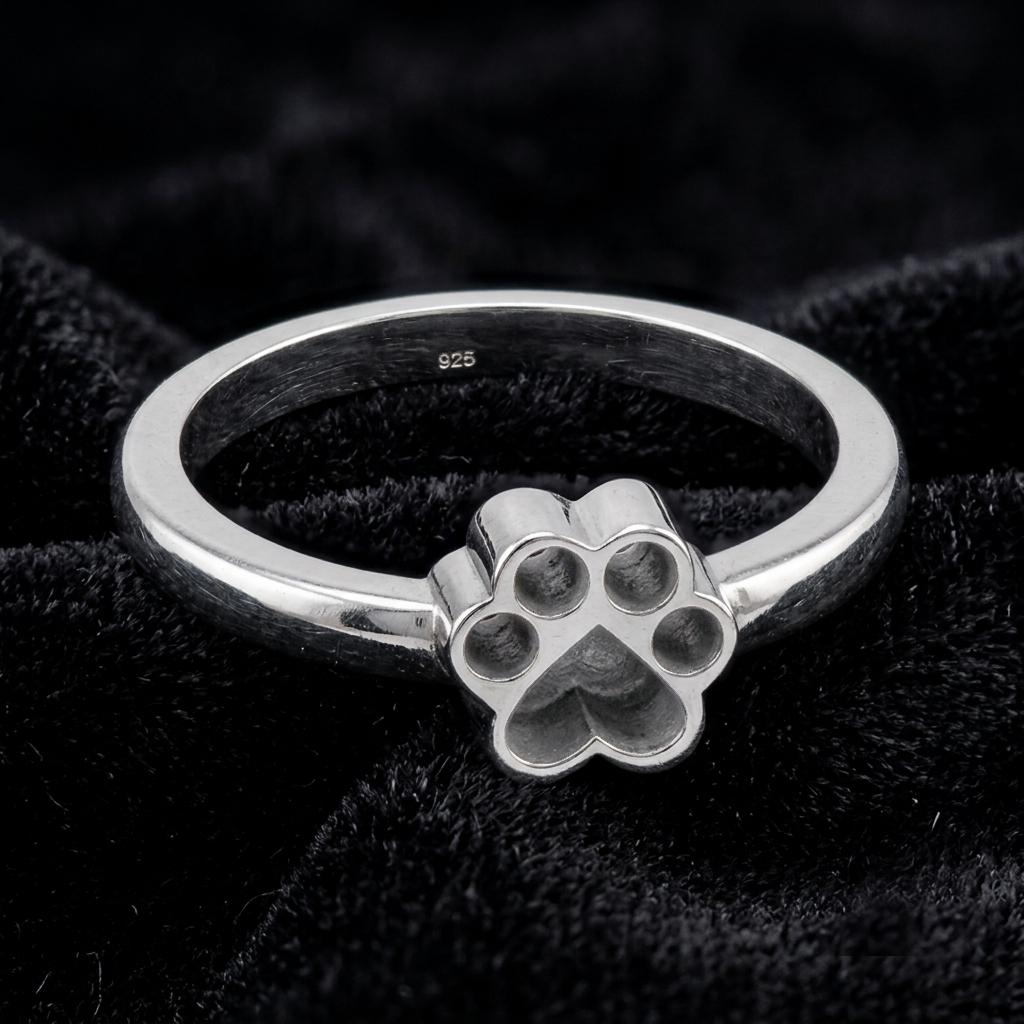 925 Sterling Solid Silver 8mm Dog Paw Shape Blank Bezel Ring Setting, Good for Resin & Ashes Work, Keepsake/Breastmilk DIY, Memorial Jewelry