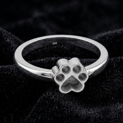 925 Sterling Solid Silver 8mm Dog Paw Shape Blank Bezel Ring Setting, Good for Resin & Ashes Work, Keepsake/Breastmilk DIY, Memorial Jewelry