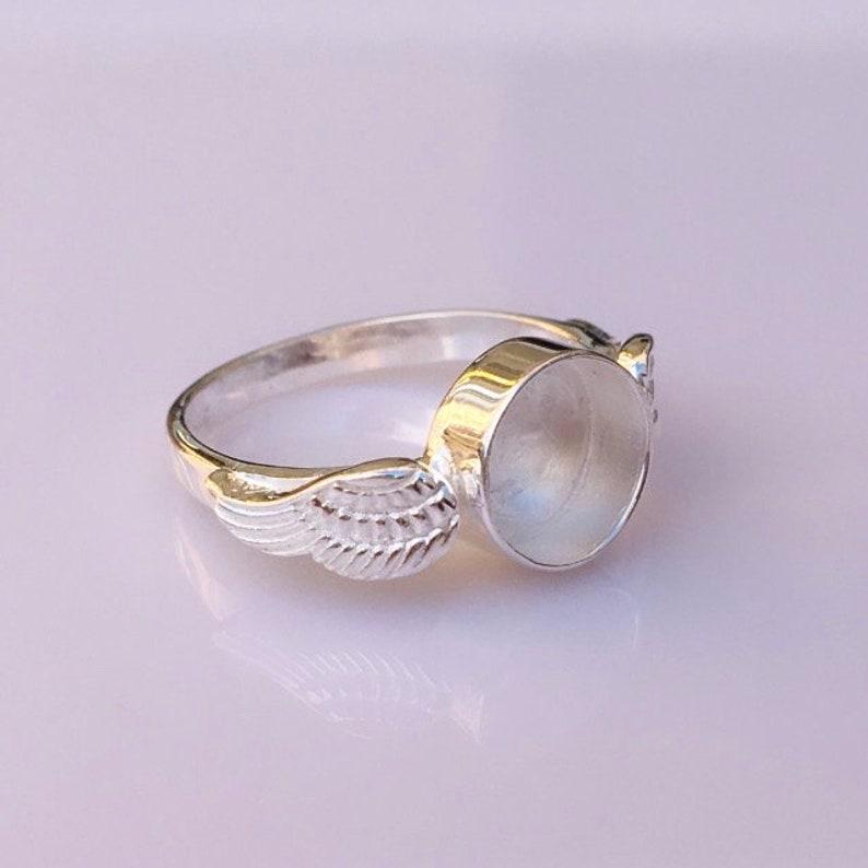 Genuine 925 Sterling Silver, 8mm Round Blank Bezel Ring, Angel Wings Ring, Good for Resin & Ashes Work, Breastmilk/Keepsake DIY,Gift for her