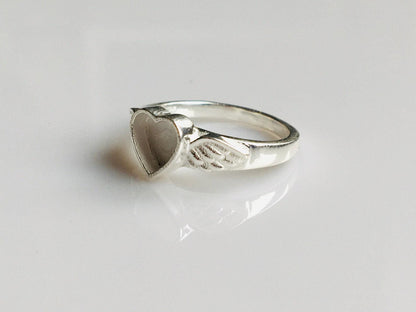Genuine 925 Sterling Silver, 8mm Heart Blank Bezel Ring, Angel Wings Ring, Good for Resin & Ashes Work, Breastmilk/Keepsake DIY,Gift for her