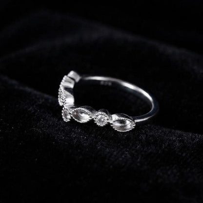 925 Sterling Solid Silver Marquise Blank Bezel with CZ Set Ring, Good for Resin & Ashes Breastmilk DIY Work, Keepsake Ring, Memorial Jewelry