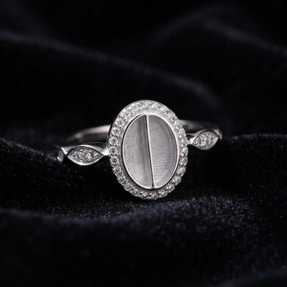 925 Sterling Solid Silver 8x6mm Oval Blank Bezel with CZ Setted, Good for Resin & Ashes Work Breastmilk DIY Crafts, Keepsake Memorial Ring