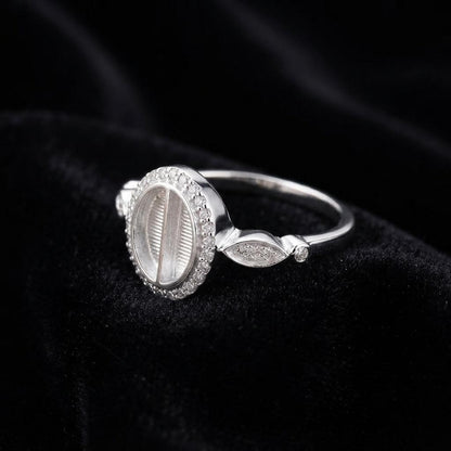 925 Sterling Solid Silver 8x6mm Oval Blank Bezel with CZ Setted, Good for Resin & Ashes Work Breastmilk DIY Crafts, Keepsake Memorial Ring