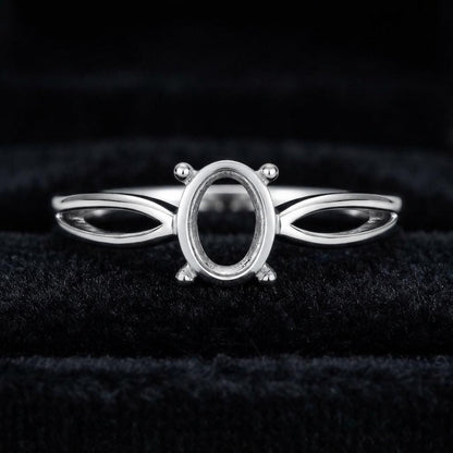 925 Sterling Silver Oval Ring Setting 7x5mm, DIY Gemstone Ring Mount, Handmade Semi Mount Ring, Oval Prong Setting, Custom Jewelry Making