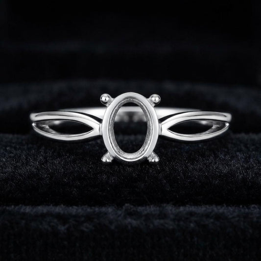 925 Sterling Silver Oval Ring Setting 7x5mm, DIY Gemstone Ring Mount, Handmade Semi Mount Ring, Oval Prong Setting, Custom Jewelry Making