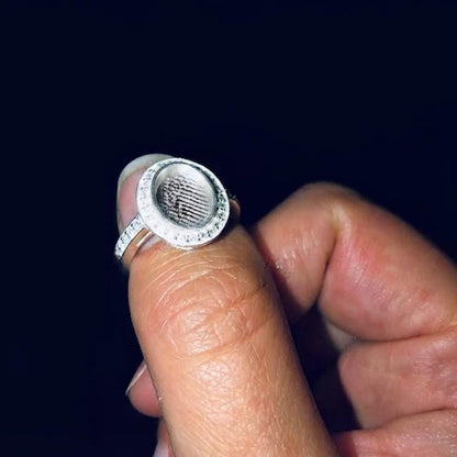 925 Sterling Solid Silver 7x9mm Oval Blank Bezel with CZ Setted Ring, Good for Resin & Ashes Work Breastmilk DIY Crafts, Keepsake Jewellery