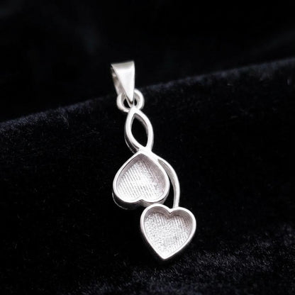 925 Sterling Solid Silver, 6mm Heart Shape Blank Bezel Pendant Setting, Good for Resin & Ashes Work, Keepsake/Breastmilk DIY, Locket Charms