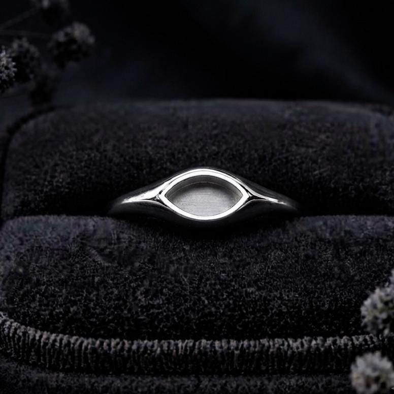 925 Sterling Solid Silver 4x8mm Marquise Blank Bezel Ring Settings, Good for Resin & Ashes Work, Keepsake/Breastmilk DIY, Jewelry Crafts
