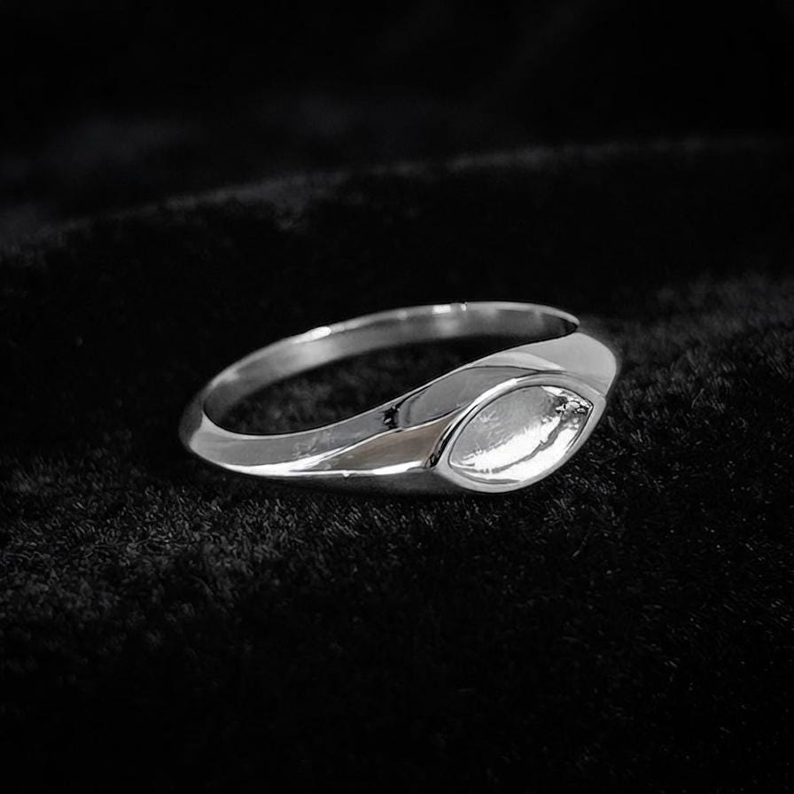 925 Sterling Solid Silver 4x8mm Marquise Blank Bezel Ring Settings, Good for Resin & Ashes Work, Keepsake/Breastmilk DIY, Jewelry Crafts