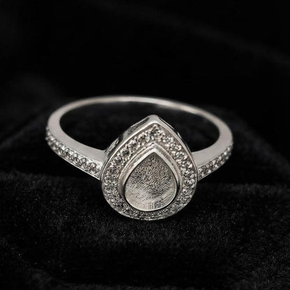 925 Sterling Solid Silver 7x5mm Pear Blank Bezel with CZ Setted Ring, Good for Resin & Ashes Work Breastmilk DIY Crafts, Keepsake Jewellery