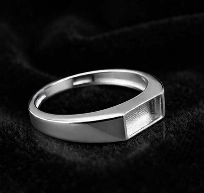 925 Sterling Solid Silver 8x4mm Rectangle Shape Blank Bezel Ring, Good for Crushed Opal, Inlay, Resin, Ashes & Fordite Work, Keepsakes DIY