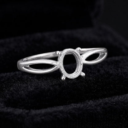 925 Sterling Silver Oval Ring Setting 7x5mm, DIY Gemstone Ring Mount, Handmade Semi Mount Ring, Oval Prong Setting, Custom Jewelry Making