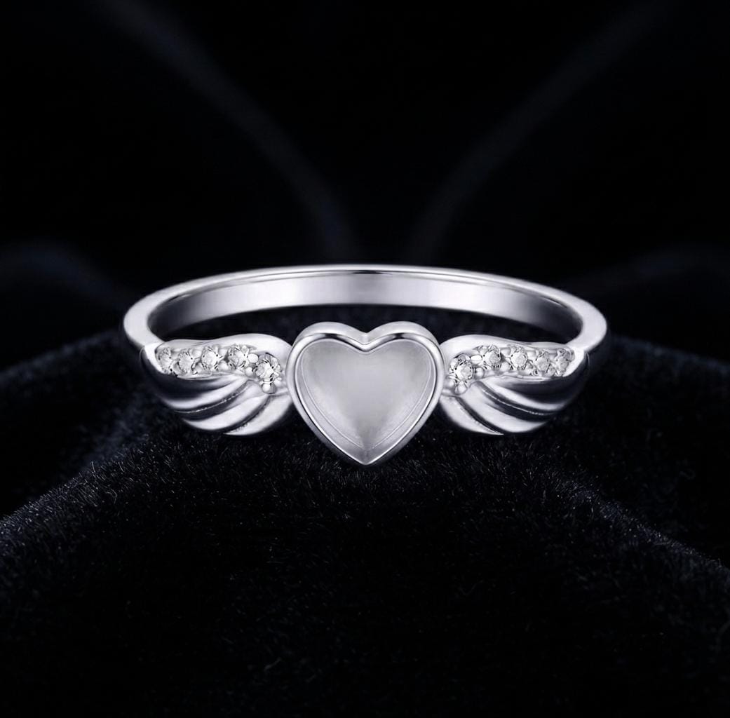 925 Sterling Solid Silver 6x6mm Heart Blank Bezel Ring, Good for Crushed Opal, Inlay, Resin & Ashes Work, Keepsake Memorial DIY Ring Crafts