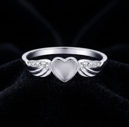 925 Sterling Solid Silver 6x6mm Heart Blank Bezel Ring, Good for Crushed Opal, Inlay, Resin & Ashes Work, Keepsake Memorial DIY Ring Crafts
